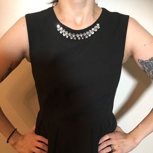 Black Sleeveless Top with Crystal Beading at Neck